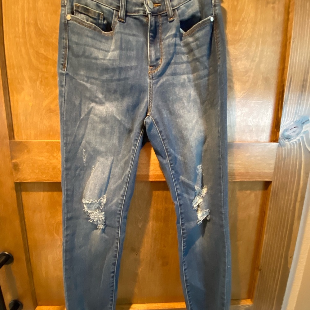 Judy blue medium wash skinny distressed jeans